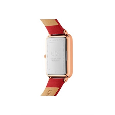 Reloj de piel Pressed Suffolk - 29 x 36,5 mm - Rojo y rosa dorado