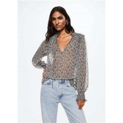 Blusa estampada volantes -  Mujer | MANGO OUTLET España