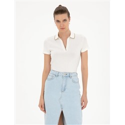 Ecru Slim Fit Knitwear T -Fork