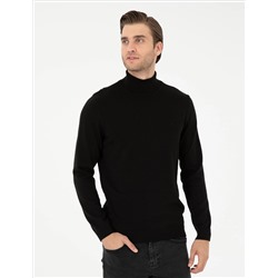 Black Slim Fit Fisherman воротниц Основной вязаный свитер