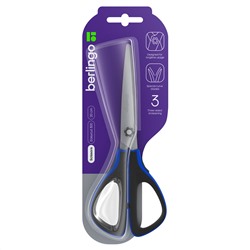 Ножницы Berlingo "Easycut 300", 20см, синие, мягкие вставки, европодвес