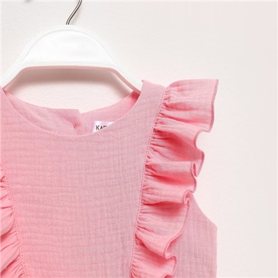 Платье детское с рюшей KAFTAN «Муслин», размер 32 (110-116 см), розовое
