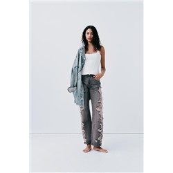 JEANS TRF WIDE LEG ROTOS TIRO MEDIO