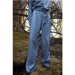 PANTALÓN ANCHO PAPERBAG EFECTO DENIM