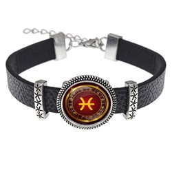 BSK2-0311 Кожаный браслет Знаки Зодиака - Рыбы