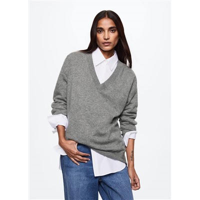 Jersey cashmere cuello pico -  Mujer | MANGO OUTLET España