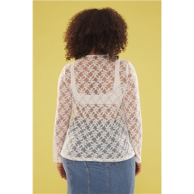 Белая кружевная вязание Blought Blouse TBBSS25AF0000666