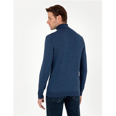 Индиго меландж Slim Fit Friendman воротник основной трикотажный свитер