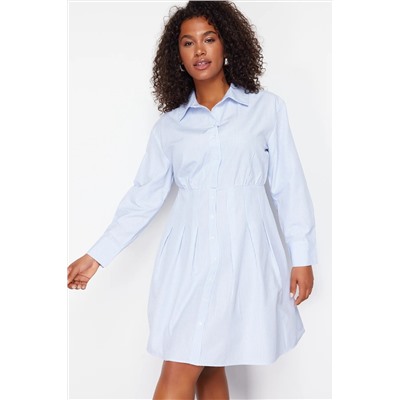 Blue Poplin Plating Big Size Dress