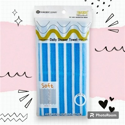 Мочалка для тела с плотной тесьмой "Daily Shower Towel" (жёсткая) размер 28 см х 90 см 1 шт