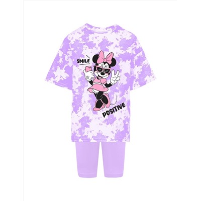 Костюм для девочки KETMIN МАЛИНА MINNIE POSITIVE цв.Тай дай Сирень/сиреневый (Футболка/Велосипедки)