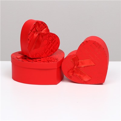 Набор коробок 3 в 1 сердца, красный, I Love You, 21 × 19 × 9 - 15.5×14×6 см