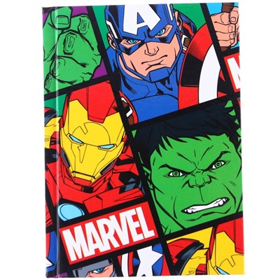 Блокнот А6, 64 листа в твёрдой обложке, MARVEL, «Мстители»