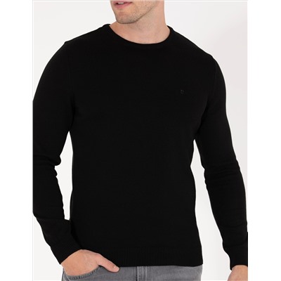 Black Slim Fit Bike Neck Basic вязаный свитер