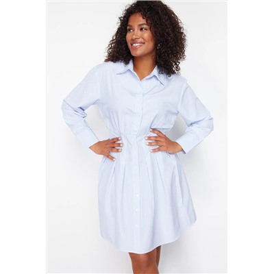 Blue Poplin Plating Big Size Dress