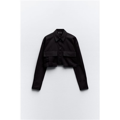 GABARDINE FABRIC CROPPED SHIRT