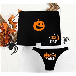 Парные трусы на halloween "Bad boy, Cool girl" тыквы