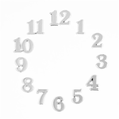 Цифры для часов 15 штук, h=2.5 см, серебро, механизм в комплектацию не входит