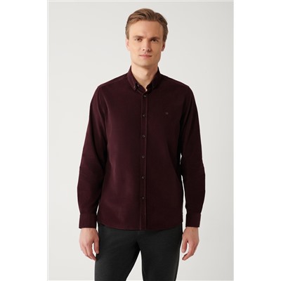 Burgundy Velk Velvet 100 %хлопчатобумажная рубашка