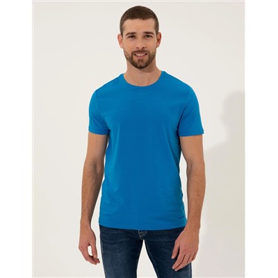 Blue Slim Fit Bicycle Yaka Basic T -For