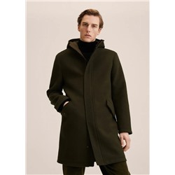 Abrigo lana reciclada capucha -  Hombre | MANGO OUTLET España