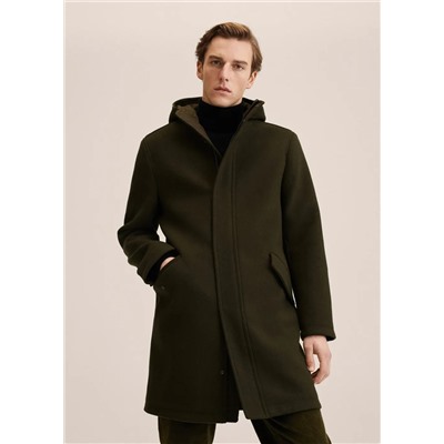 Abrigo lana reciclada capucha -  Hombre | MANGO OUTLET España