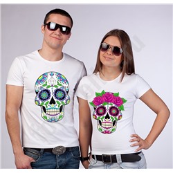 Парные футболки halloween "Sugar Skull"