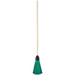 Метла OfficeClean, синтетическая, для улицы, круглая классическая, с деревянным черенком 120см