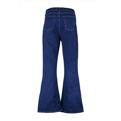 Индиго высокая талия комфорт испанский папсовый вспышка Flare Fit Jeans TBBAW23JE00001