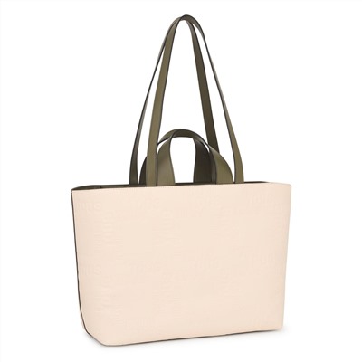 Bolso shopper - beige y caqui