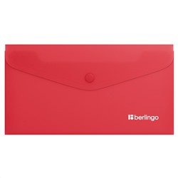 Папка-конверт на кнопке Berlingo "Soft Touch", C6, 200мкм, софт-тач, коралловая