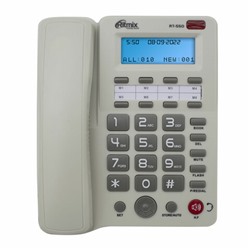 Телефон RITMIX RT-550 white, АОН, спикерфон, память 100 номеров, тональный/импульсный режим, белый, 80002154