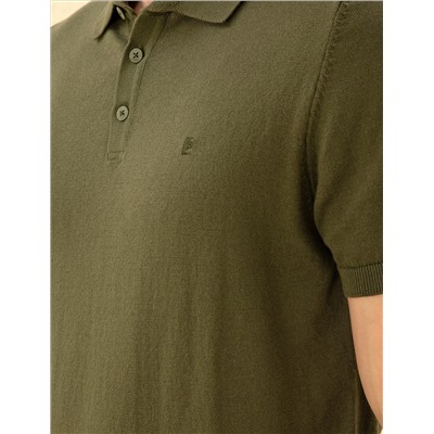 Кнопка с тонкой подгонкой хаки с Polo Yaka Knitwear T -For
