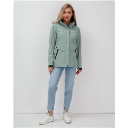 Ветровка спортивная женская с капюшоном softshell бирюзового цвета 9566Br