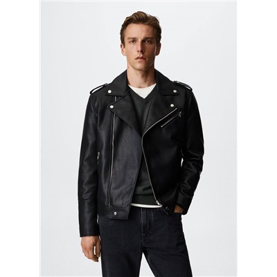 Cazadora biker efecto piel -  Hombre | MANGO OUTLET España
