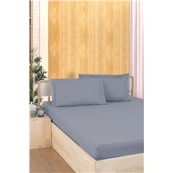 Простынь Карвен Stripe Satin на резинке+наволочки 160*200 +33см/ 50*70(2)+5см сатин lila/сиреневый (Акция)