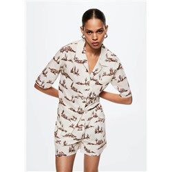 Camisa estampada algodón -  Mujer | MANGO OUTLET España