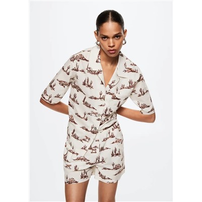 Camisa estampada algodón -  Mujer | MANGO OUTLET España