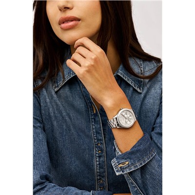 Reloj de cuarzo de acero - Plateado y blanco