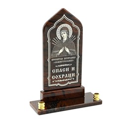 Икона из обсидиана на подставке купол "Семистрельная" 2свечи 105*40*140мм