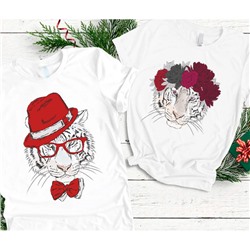 Парные футболки "Hipster tiger"