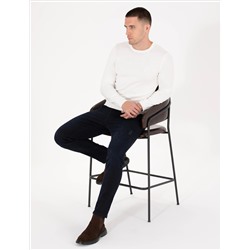 Ekru Slim Fit Bicycle Neck Basic Knitwear Kazakh