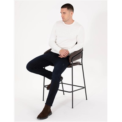 Ekru Slim Fit Bicycle Neck Basic Knitwear Kazakh