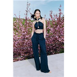 X Zeynep Tosun Navy Belled Silveli вязание брюки tclss23pl00002