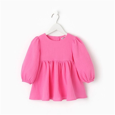 Платье детское с длинным рукавом KAFTAN "Муслин", размер 28 (86 -92 см) цвет розовый