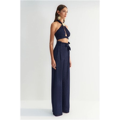 X Zeynep Tosun Navy Belled Silveli вязание брюки tclss23pl00002