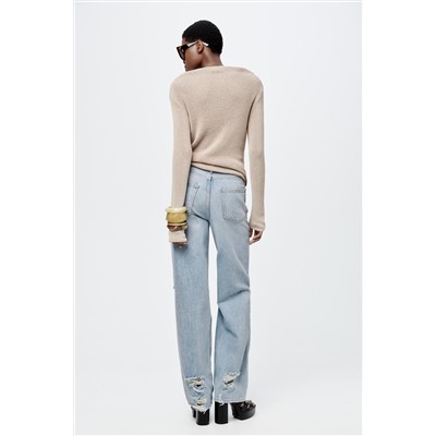 JEANS ZW COLLECTION WIDE LEG TIRO ALTO ROTOS