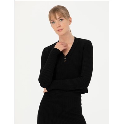 Black Ex Slim Fit V -neck Sweater