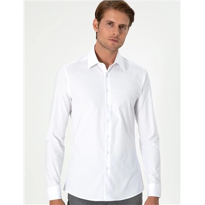 Белый бывший Slim Fit рубашка с длинным рукавом