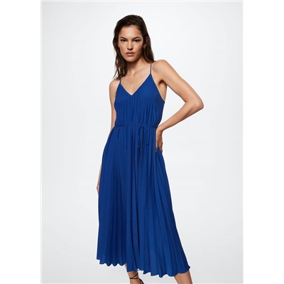 Vestido plisado cinturón -  Mujer | MANGO OUTLET España